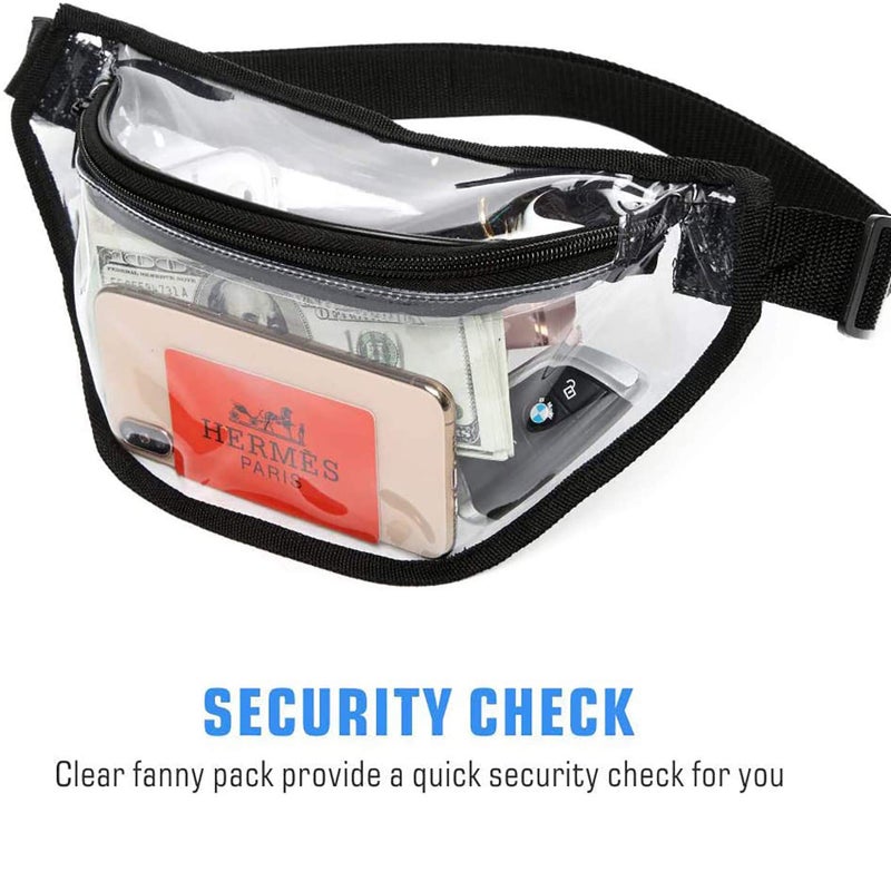 BuyAgain Clear Fanny Pack, BuyAgain Clear Transparent Waterproof Stadium Approved Waist Fashion Pouch Bag for Women Men Concerts Work office Sports Travel and Daily Use - Image 4